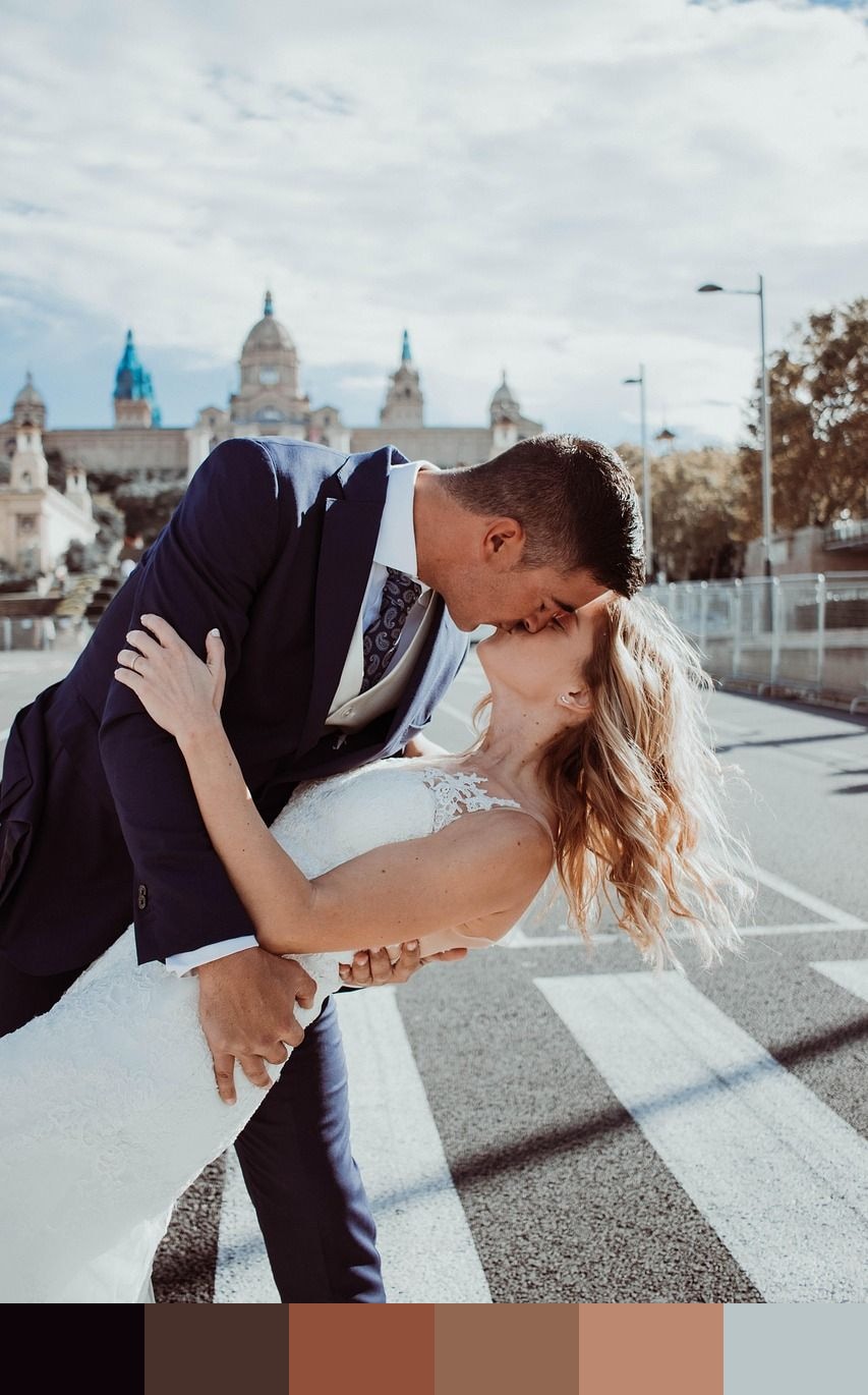 Bride and Groom Kiss color palette
