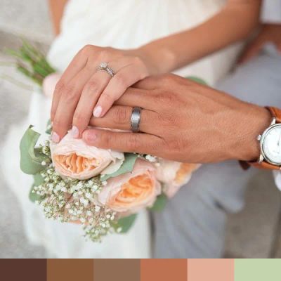Groom's hands on his wedding day color palette