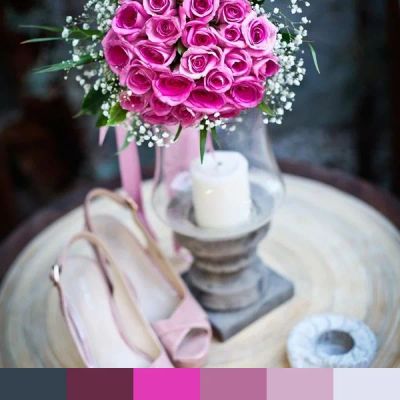 Pink wedding flowers color palette