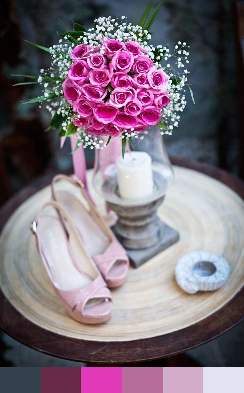 Pink wedding flowers color palette