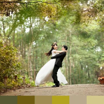 Wedding day in the park color palette