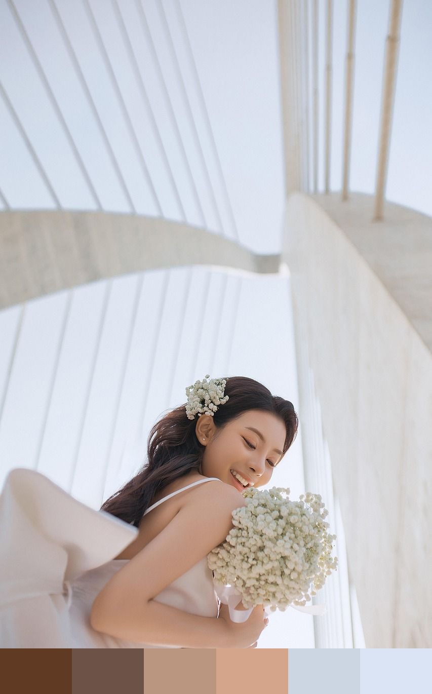Woman on her wedding day color palette