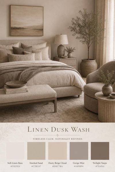 Interior design mockup of Linen Dusk Wash color palette in use