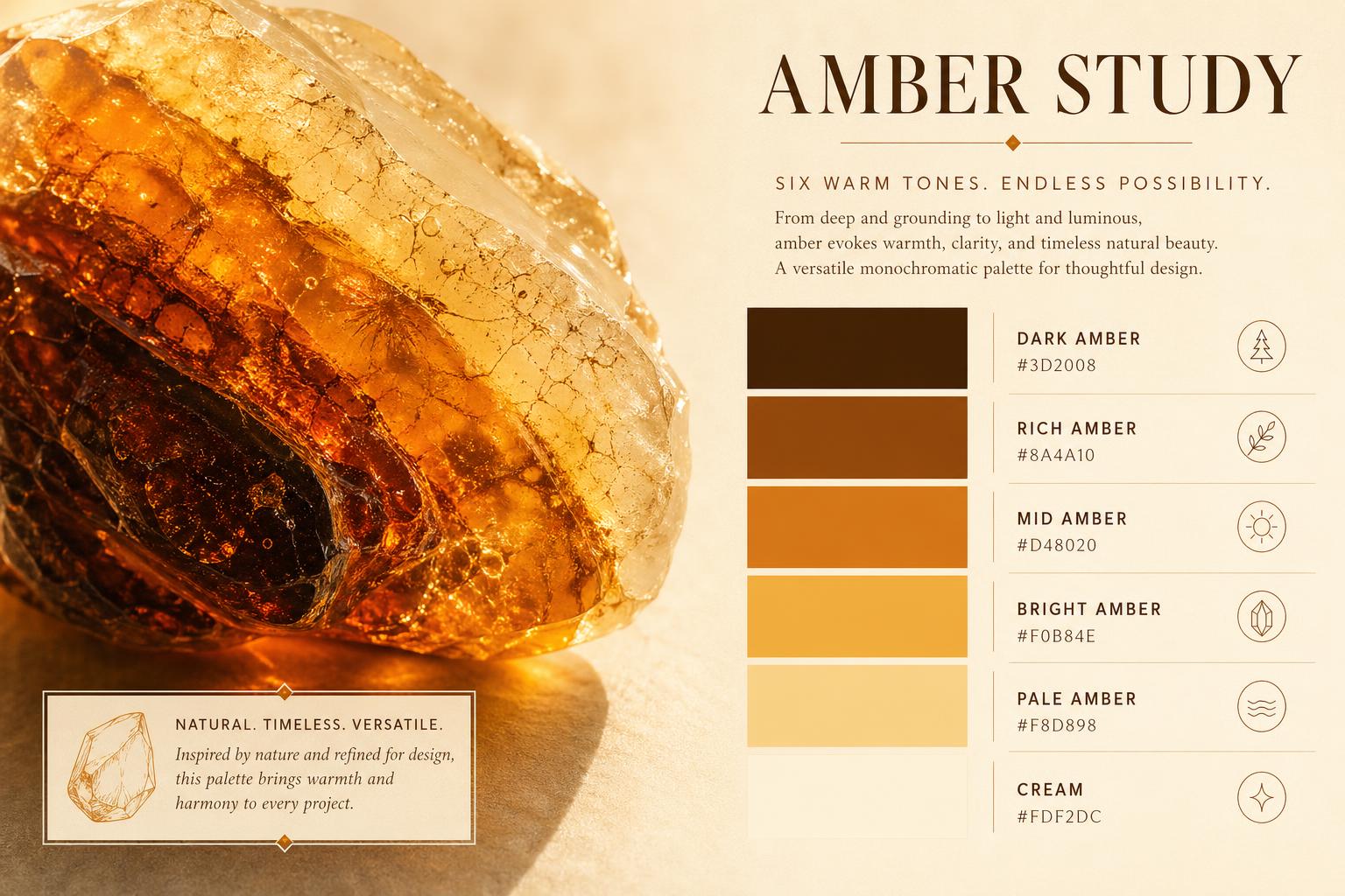 Amber Study Color Palette — Dark Amber, Rich Gold, and Warm Cream Tones ...