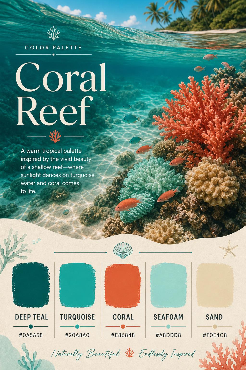 Corel Reef Code Coral Reef Color Palette — Teal, Coral, Turquoise, and Seafoam Hex ...