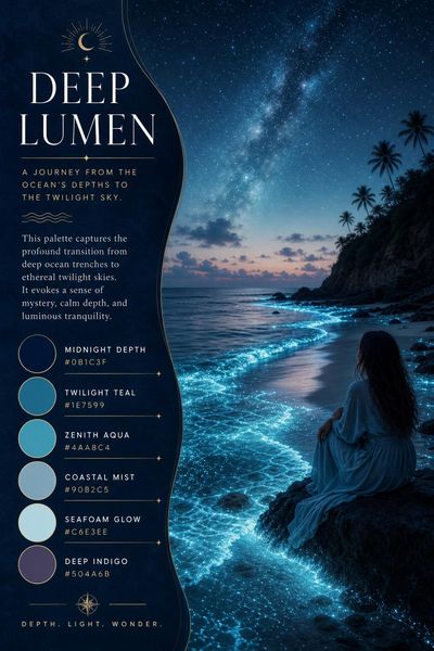 Creative mockup of Deep Lumen color palette in use