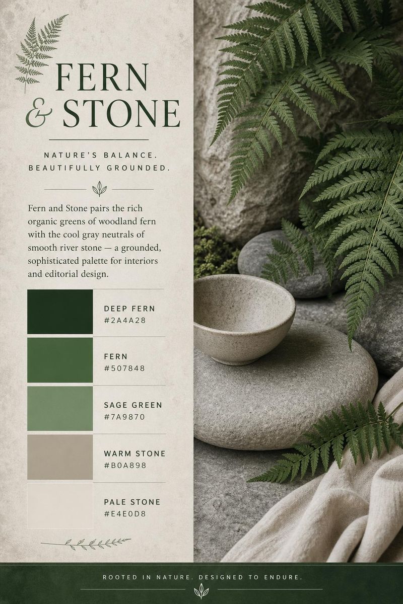 Stone Using Code Fern and Stone Color Palette — Green, Sage, and Grey Hex Codes ...