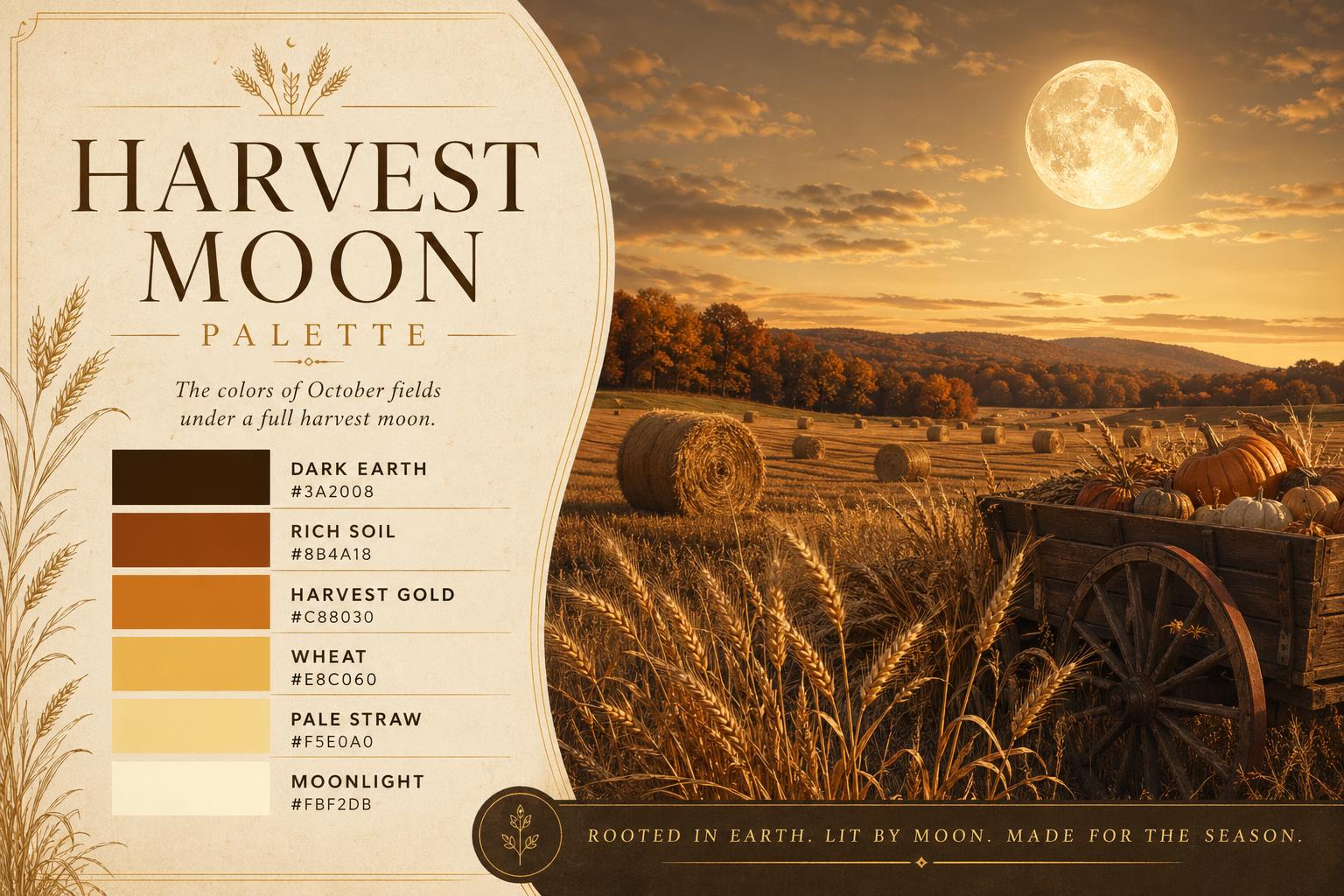 Harvest Moon Color Palette — Golden Harvest, Wheat, Straw & Moonlight ...