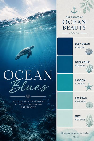 Creative mockup of Ocean Blues Palette color palette in use