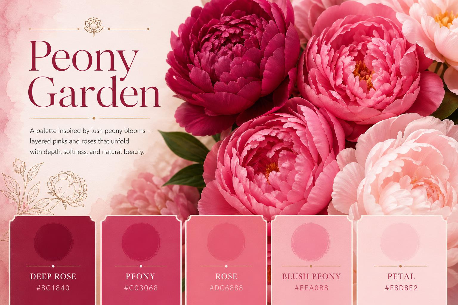 Peony Blue Color Code Peony Garden Color Palette — Lush Pinks and Rose Tones for Floral ...