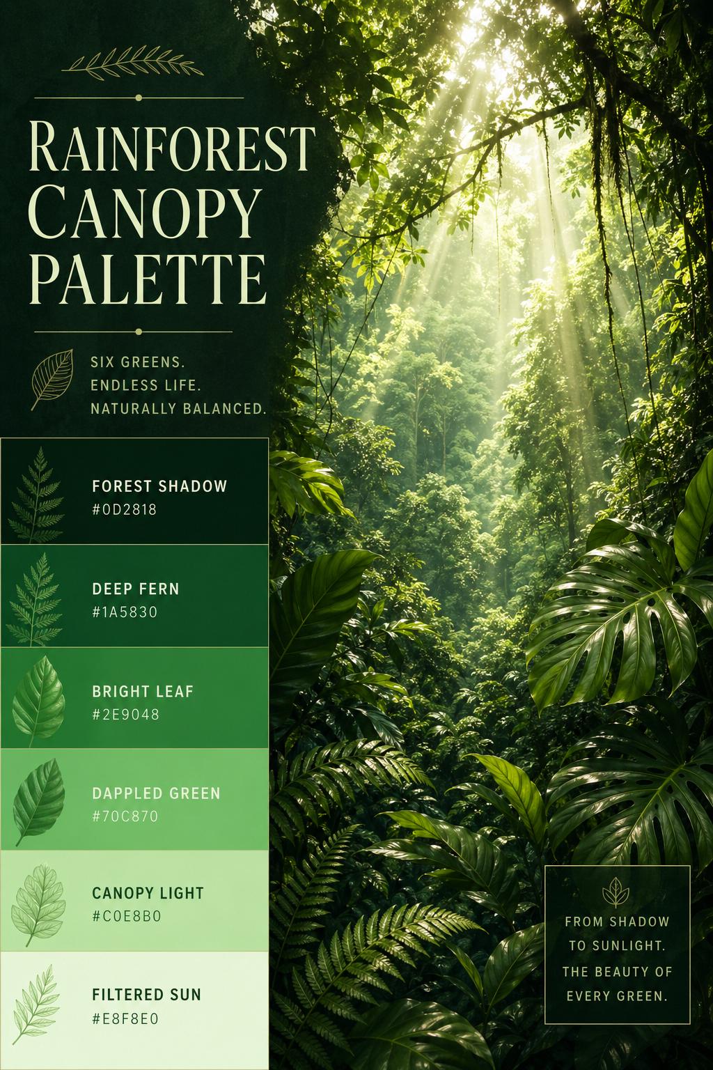 Rainforest Canopy Color Palette — Deep Forest Green to Bright Tropical ...