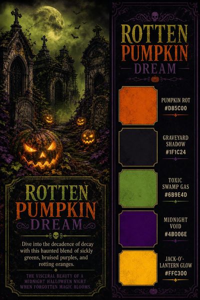 Creative mockup of Rotten Pumpkin Dream color palette in use