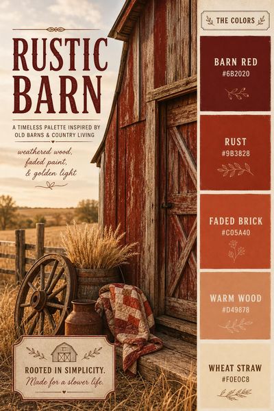 Creative mockup of Rustic Barn color palette in use