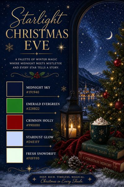Creative mockup of Starlight Christmas Eve color palette in use