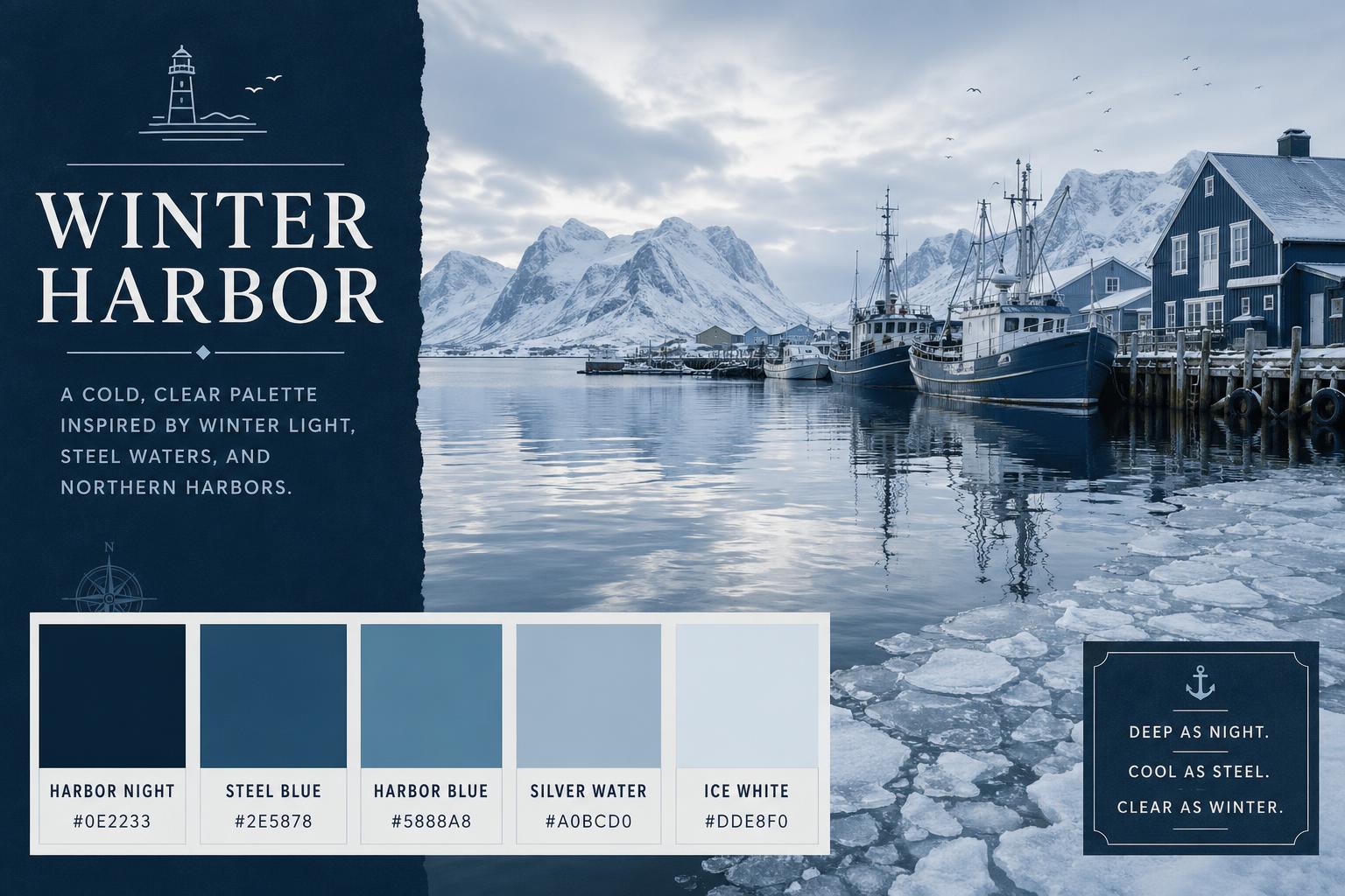 Winter Harbor Color Palette — Harbor Navy, Steel Blue, Silver Water ...