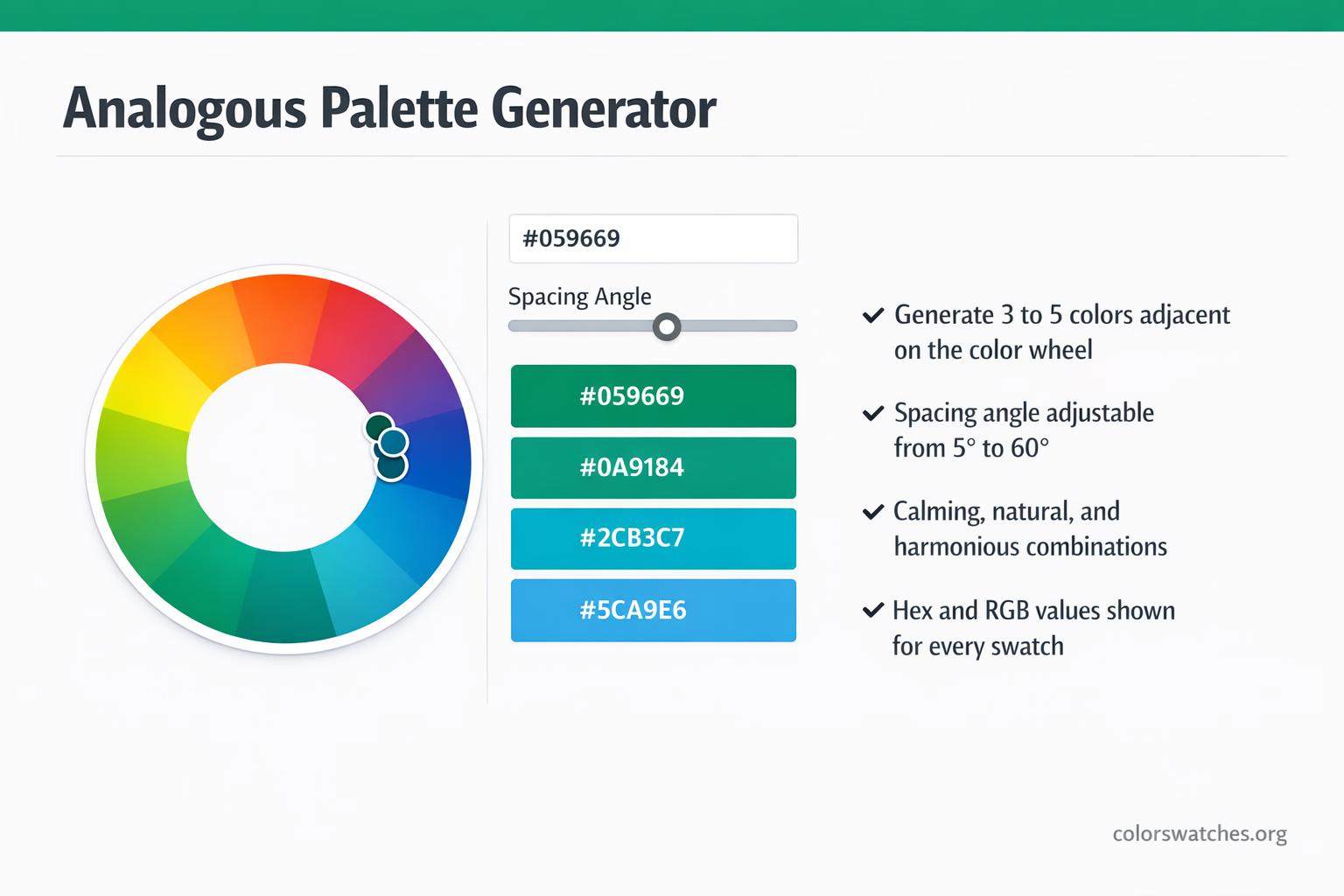 Analogous Color Palette Generator — Free Online Tool — ColorSwatches.org