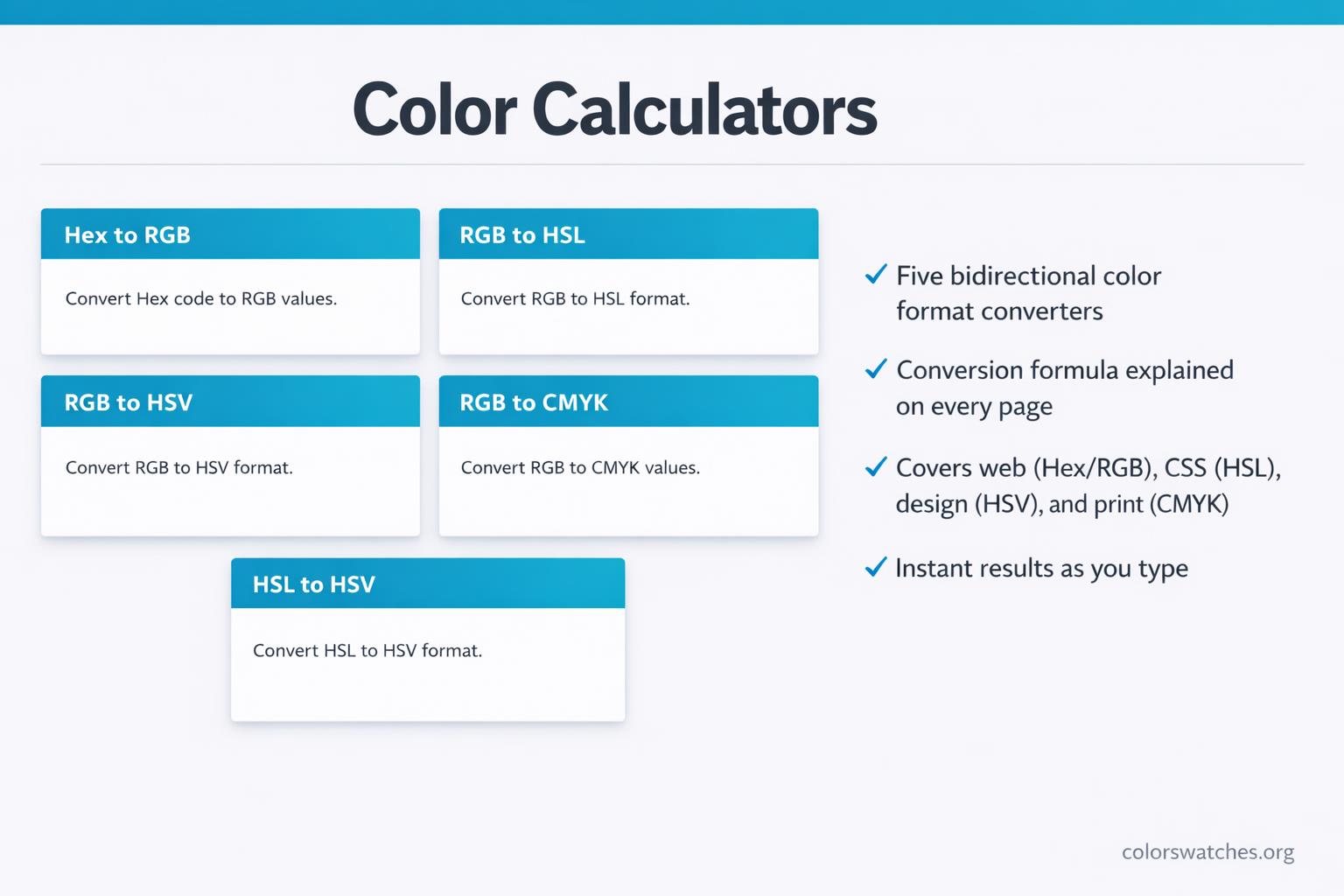Color Calculators — Hex, RGB, HSL, HSV, CMYK & OKLCH Converters ...