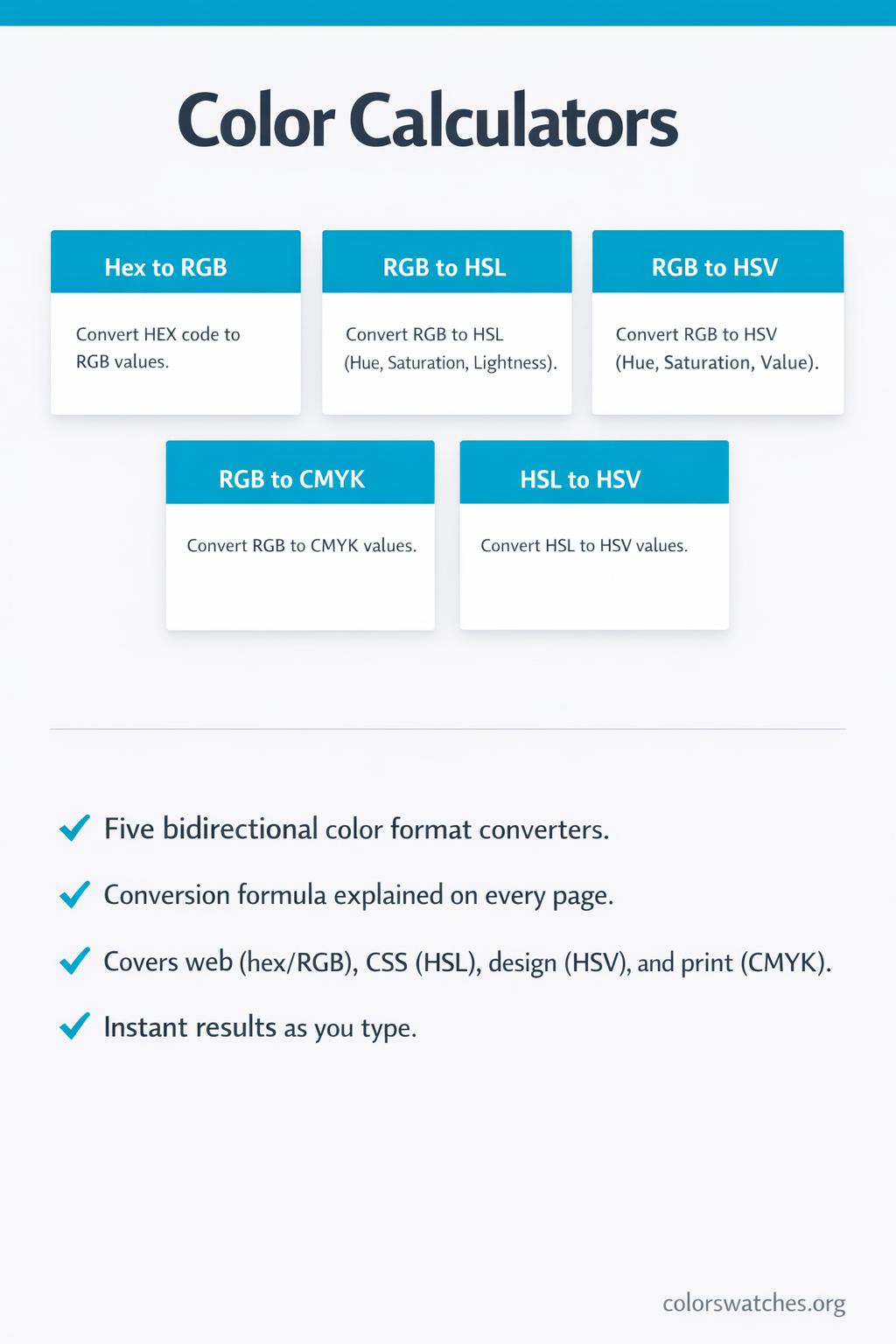 Color Calculators — Hex, RGB, HSL, HSV, CMYK & OKLCH Converters ...