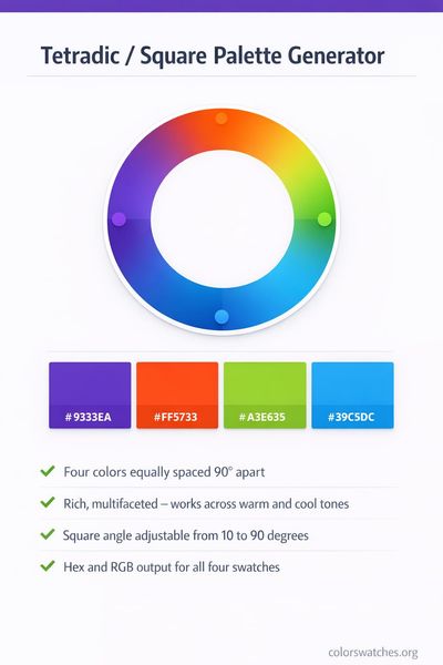 Tetradic / Square Color Palette Generator